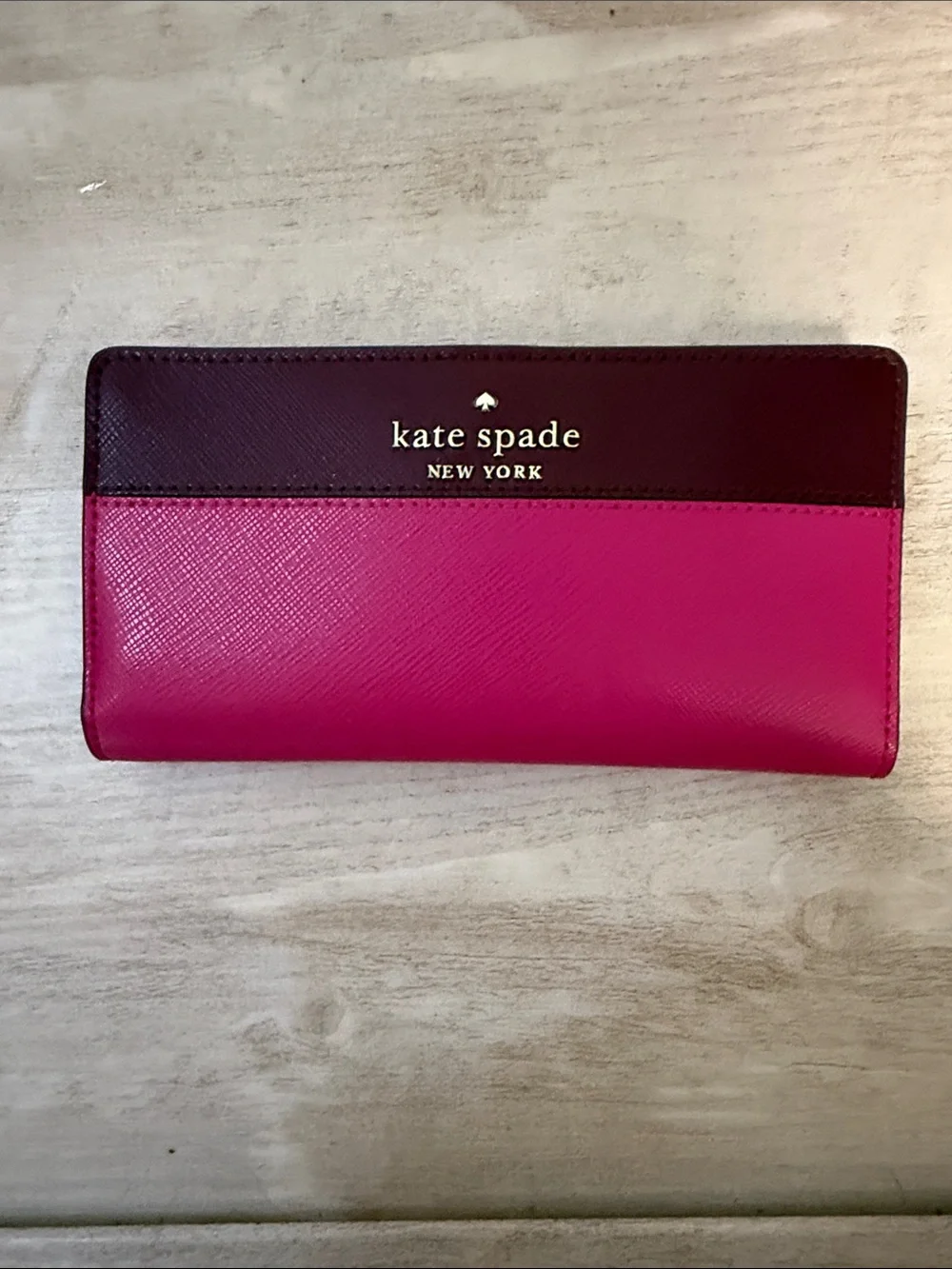 kate spade Two-Tone Magenta and Wine Leather Wallet